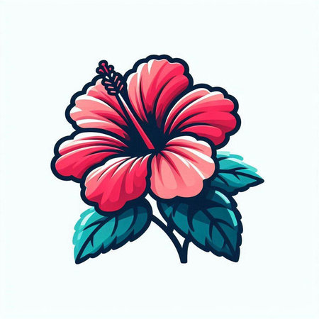 Hibiscus flower vector illustration isolated on white background. Hand drawn hibiscus flower.のイラスト素材