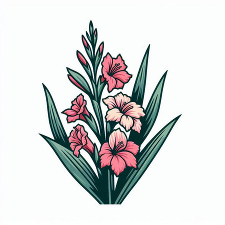 Red hibiscus isolated on white background. Vector illustration.のイラスト素材