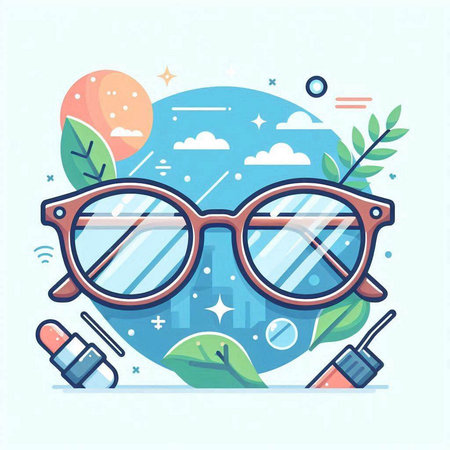Eyeglasses flat vector illustration. Eyeglasses flat design concept.のイラスト素材
