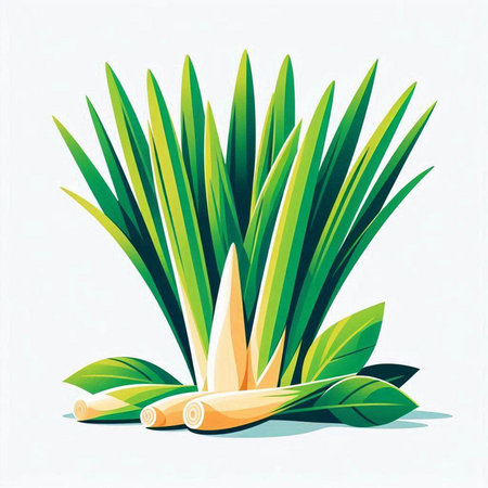 Illustration of green bamboo stems and leaves on a white background.のイラスト素材