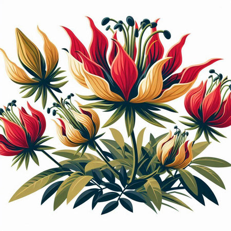 Vintage floral background with flowers and leaves. Hand drawn vector illustration.のイラスト素材