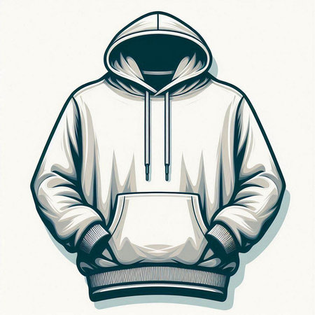 Vector illustration of a hooded sweatshirt on a white background.のイラスト素材