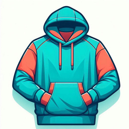 Illustration of a hooded sweatshirt on a white background.のイラスト素材