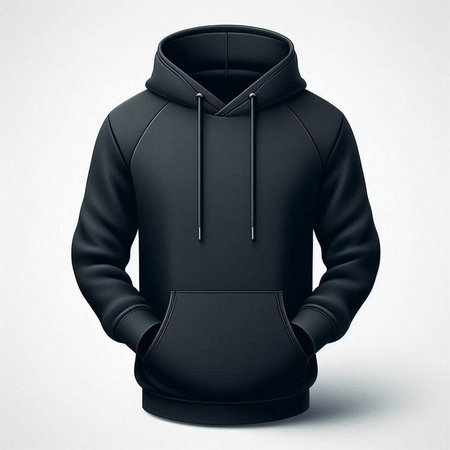 Black hoodie isolated on a white background. 3d rendering.のイラスト素材