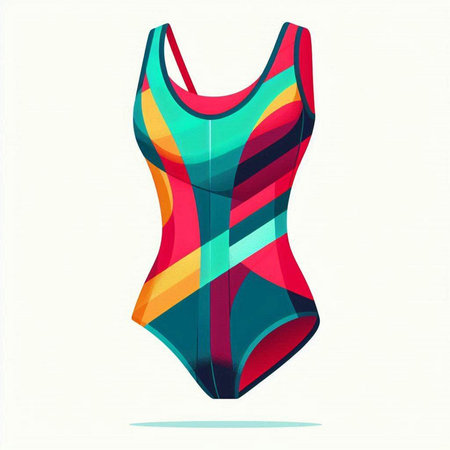 Women's swimsuit in the style of the 80s. Vector illustration.のイラスト素材