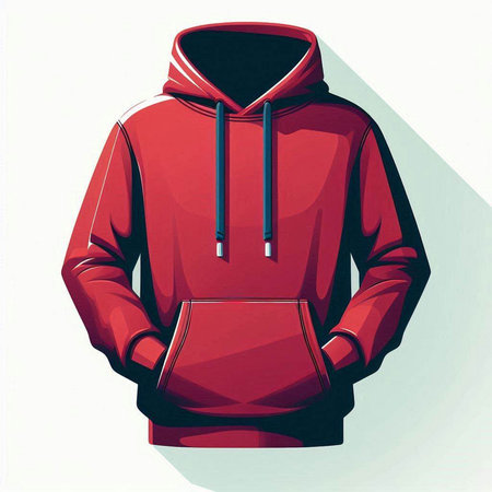 Red hoodie with a hood on a white background. Vector illustrationのイラスト素材
