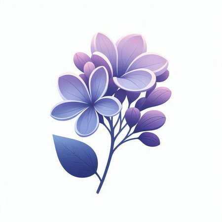 beautiful purple lilac flowers on a white background, vector illustrationのイラスト素材