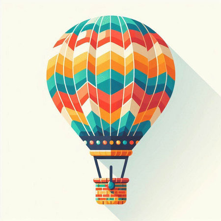 Colorful hot air balloon in the sky. Vintage vector illustration.のイラスト素材