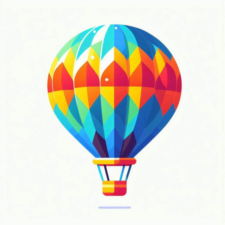 Colorful hot air balloon flying in the sky. Vector illustration.のイラスト素材