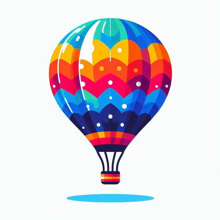Colorful hot air balloon isolated on white background. Vector illustration.のイラスト素材
