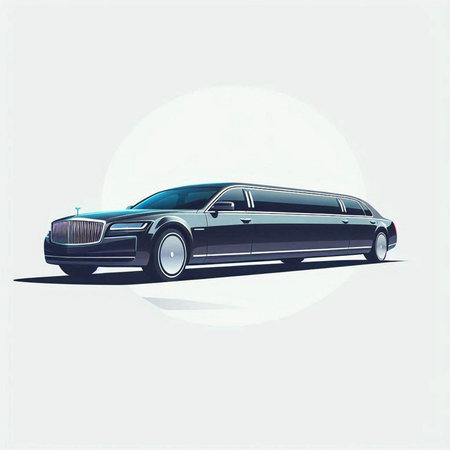 illustration of a luxury limousine on a white background.のイラスト素材