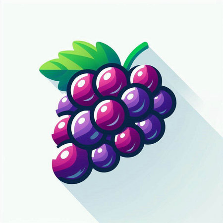 Grape icon with long shadow, flat design. Vector illustration.のイラスト素材