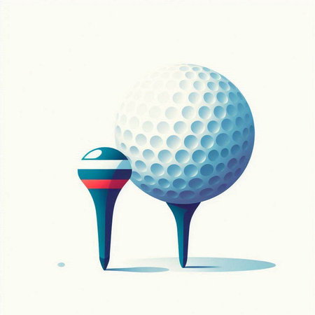 Golf ball and golf tee on white background. Vector illustration.のイラスト素材