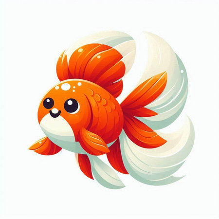 Cartoon goldfish isolated on white background. Vector illustration of a cute cartoon goldfish.のイラスト素材