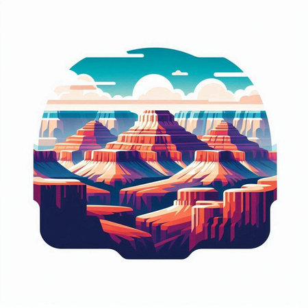 Landscape of Grand Canyon in Arizona, USA. Vector illustration.のイラスト素材