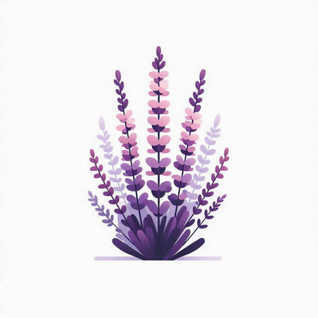 Lavender flowers. Vector illustration in flat style on white background.のイラスト素材