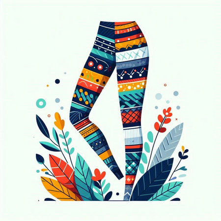 Colorful vector illustration of woman legs in colorful socks with floral ornamentのイラスト素材