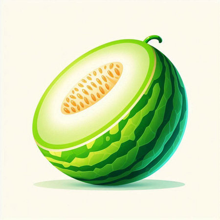 Illustration of a melon on a white background, vector illustrationのイラスト素材