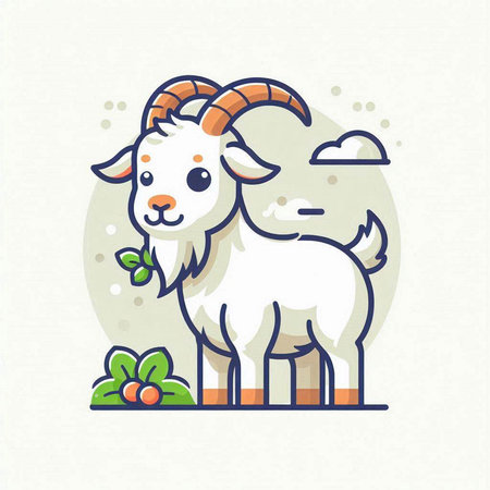 Goat. Vector illustration of a goat. Farm animal. Flat style.のイラスト素材