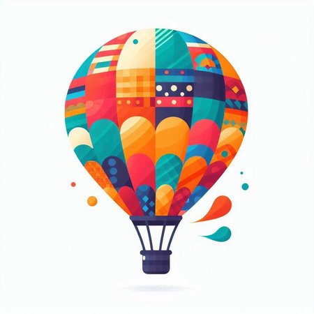 Colorful hot air balloon on white background. Vector Illustration.のイラスト素材