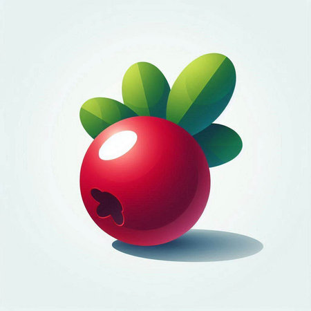 Cranberry with leaf on a light background. Vector illustration.のイラスト素材