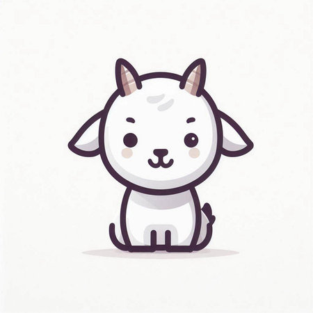 Cute goat cartoon vector illustration. Cute goat animal character.のイラスト素材