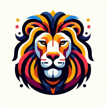 Lion head vector illustration. Lion head colorful icon. Lion head vector icon.のイラスト素材