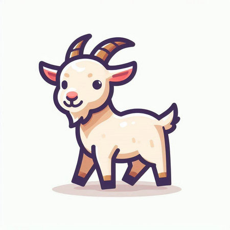 Cute cartoon goat. Vector illustration isolated on a white background.のイラスト素材