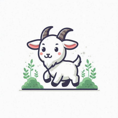 Goat vector illustration. Cute cartoon character. Farm animal.のイラスト素材