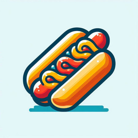 Hot dog vector icon. Fast food illustration. Hot dog icon.のイラスト素材