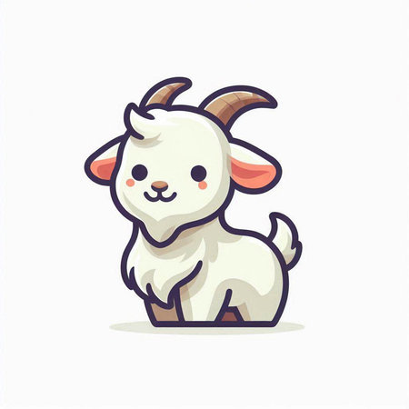 Cute cartoon goat character on white background. Vector illustration for your designのイラスト素材