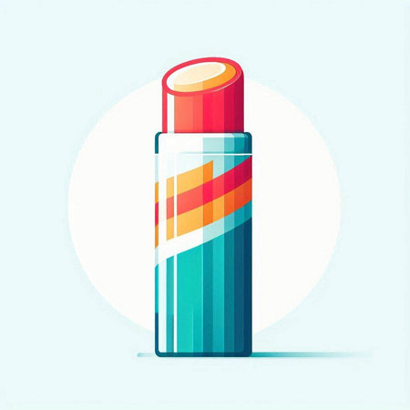 Cosmetic bottle with red lipstick. Vector illustration in flat style.のイラスト素材