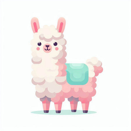 Cute cartoon alpaca isolated on white background. Vector illustration.のイラスト素材