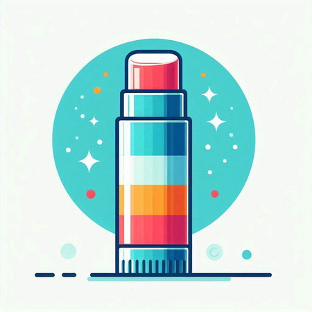 Cosmetic bottle. Vector illustration in flat style on a blue background.のイラスト素材