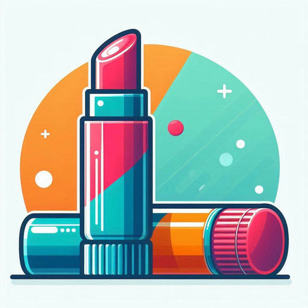 Lipstick in flat style. Vector illustration. Colorful cosmetics.のイラスト素材