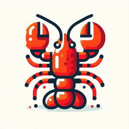 Cute cartoon lobster. Vector illustration isolated on a white background.のイラスト素材