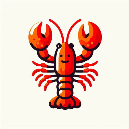 Lobster icon. Cute cartoon seafood. Vector illustration.のイラスト素材