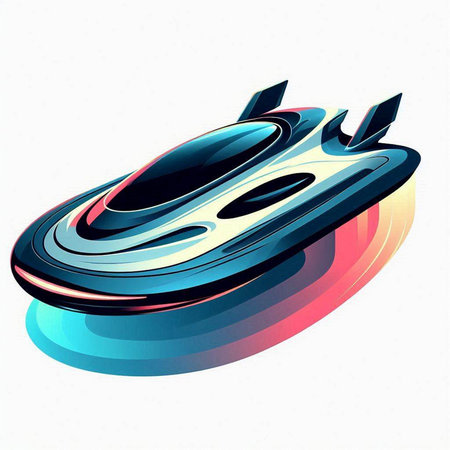 Futuristic ship in the sea. Vector illustration. Eps 10のイラスト素材
