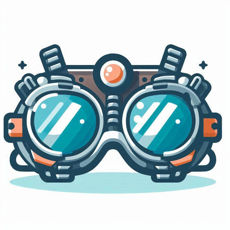 Vector cartoon illustration of retro diving glasses. Isolated on white background.のイラスト素材