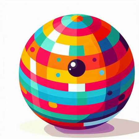 Illustration of a colorful disco ball on a white background - vectorのイラスト素材