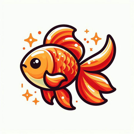 Goldfish. Vector illustration. Isolated on a white background.のイラスト素材
