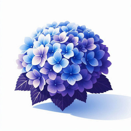 Blue hydrangea flower isolated on white background. Vector illustration.のイラスト素材