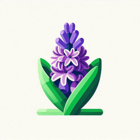 Purple hyacinth flower. Vector illustration isolated on white background.のイラスト素材