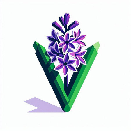Vector illustration of purple hyacinth flower in a green arrow signのイラスト素材