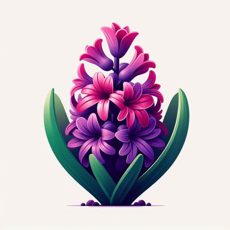 Vector illustration of pink hyacinth flower isolated on white background.のイラスト素材