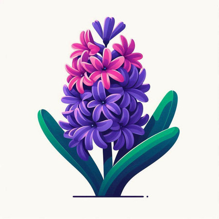 Purple hyacinth flower isolated on white background. Vector illustration.のイラスト素材