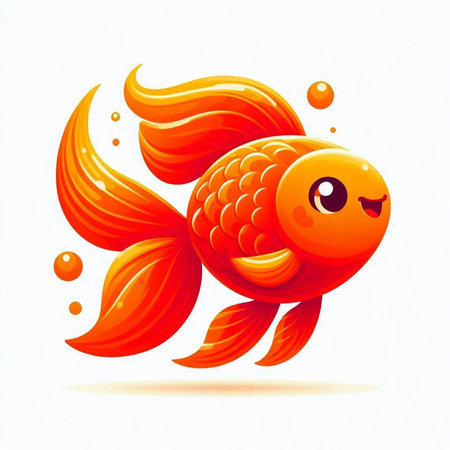 Vector illustration of a cute cartoon goldfish on a white background.のイラスト素材