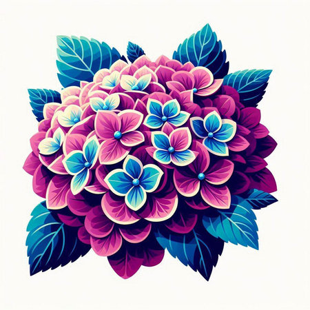 Beautiful hydrangea flower on white background. Vector illustration.のイラスト素材