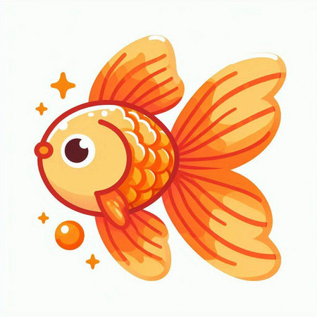 Cartoon goldfish isolated on a white background. Vector illustration.のイラスト素材