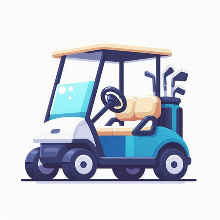 Golf cart. Vector illustration in cartoon style on white background.のイラスト素材